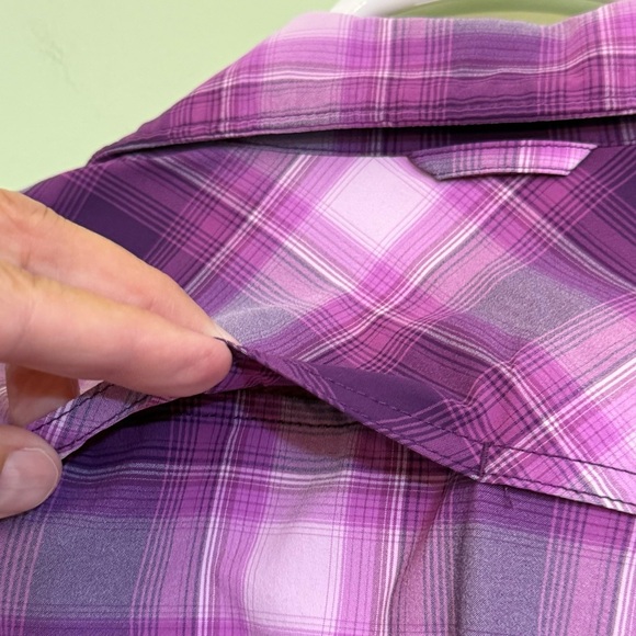 Deluth women’s Purple Plaid Button-Up Shirt size 4x nylon moisture wicking - Picture 9 of 14
